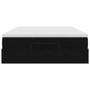 vidaXL Struttura Letto Pouf con Materasso Nero 140x200 cm in Velluto