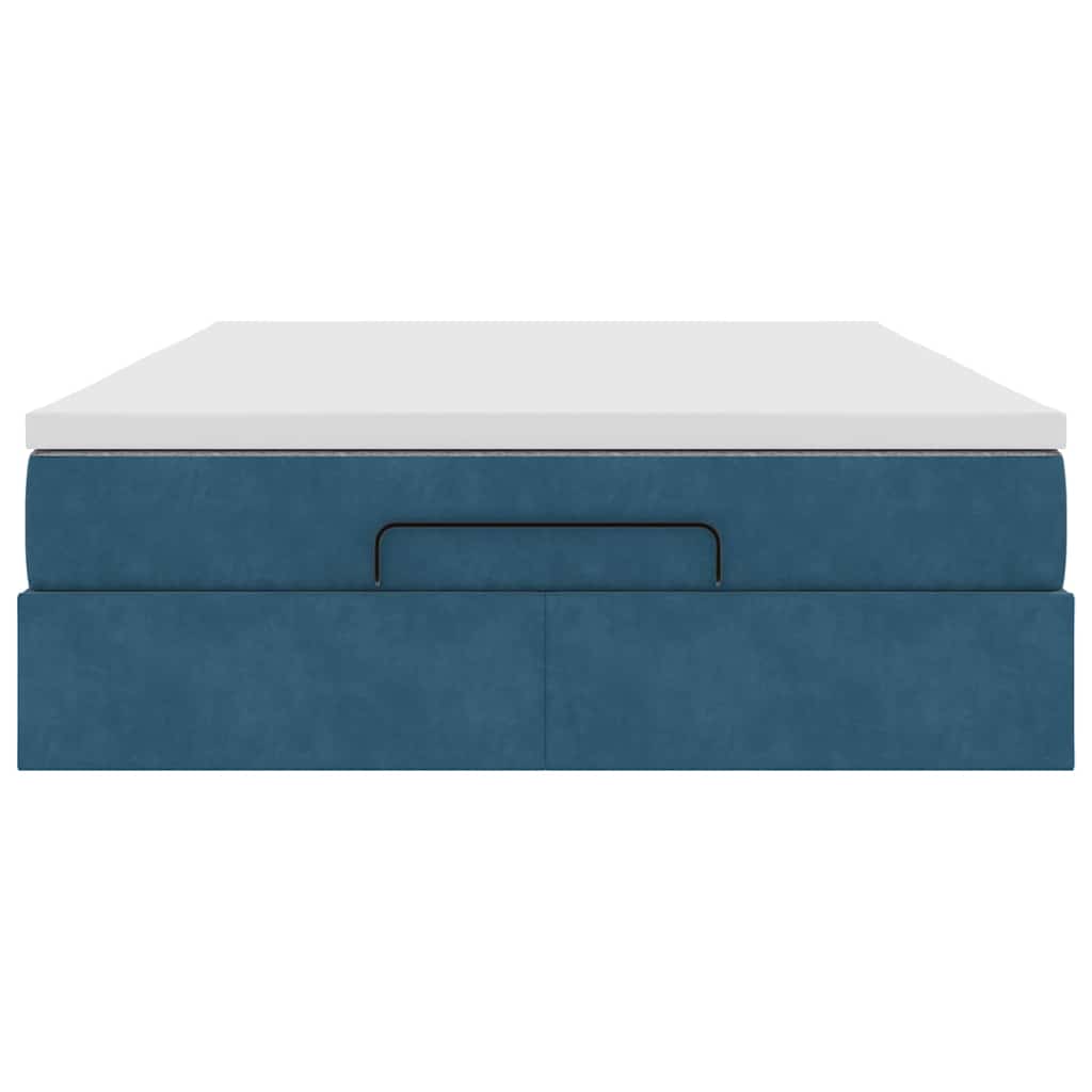 vidaXL Struttura Letto Pouf con Materasso Blu 140x200cm in Velluto