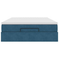 vidaXL Struttura Letto Pouf con Materasso Blu 140x200cm in Velluto