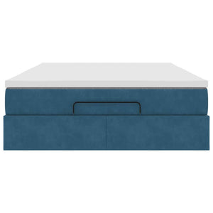 vidaXL Struttura Letto Pouf con Materasso Blu 140x200cm in Velluto