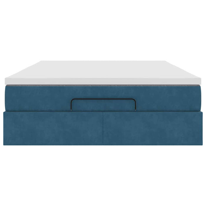 vidaXL Struttura Letto Pouf con Materasso Blu 140x200cm in Velluto