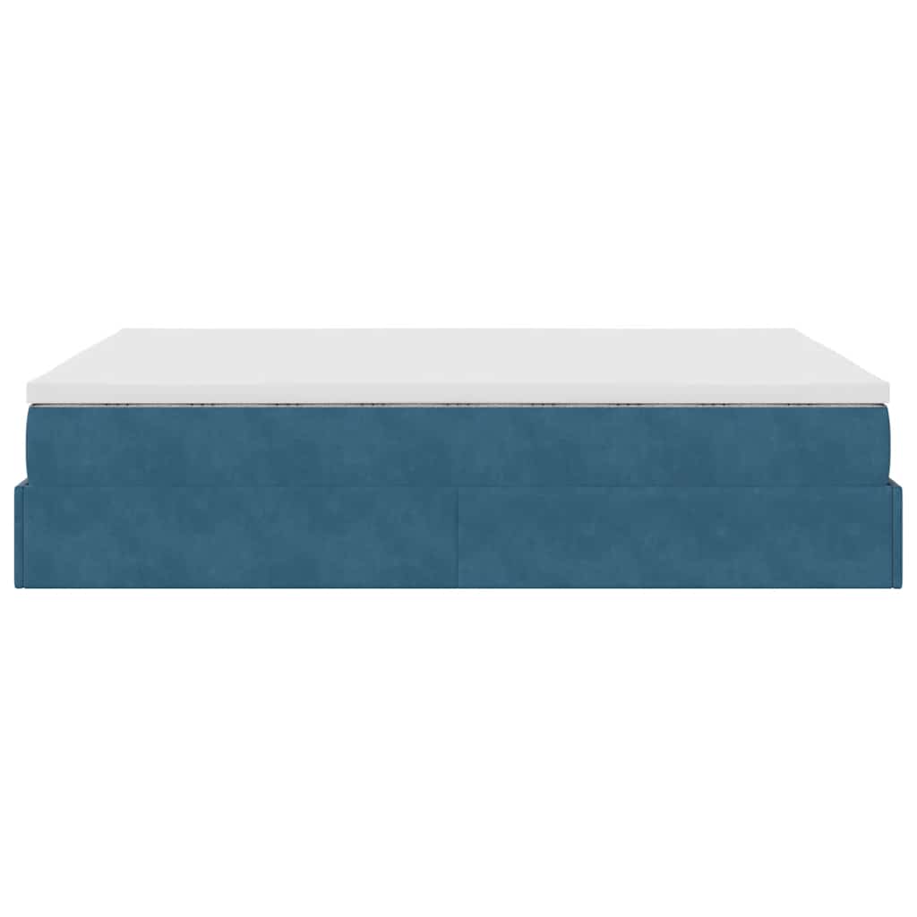vidaXL Struttura Letto Pouf con Materasso Blu 140x200cm in Velluto