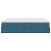vidaXL Struttura Letto Pouf con Materasso Blu 140x200cm in Velluto