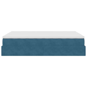 vidaXL Struttura Letto Pouf con Materasso Blu 140x200cm in Velluto