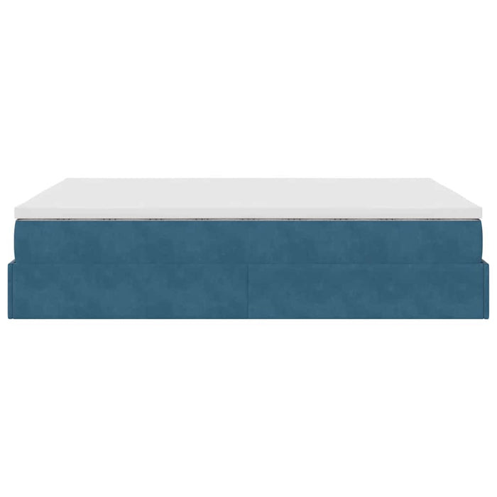 vidaXL Struttura Letto Pouf con Materasso Blu 140x200cm in Velluto