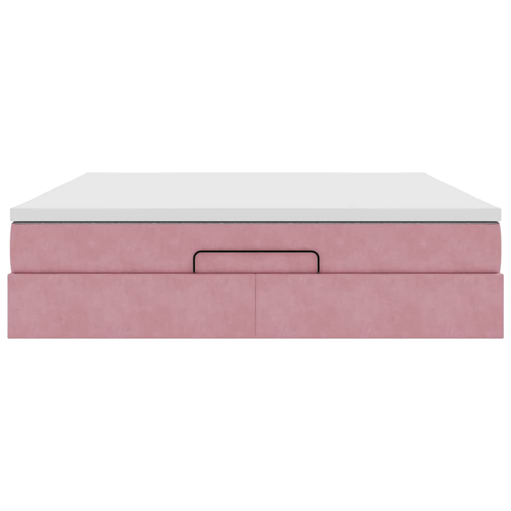 vidaXL Struttura Letto Pouf con Materasso Rosa 160x200 cm in Velluto