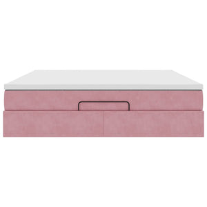 vidaXL Struttura Letto Pouf con Materasso Rosa 160x200 cm in Velluto