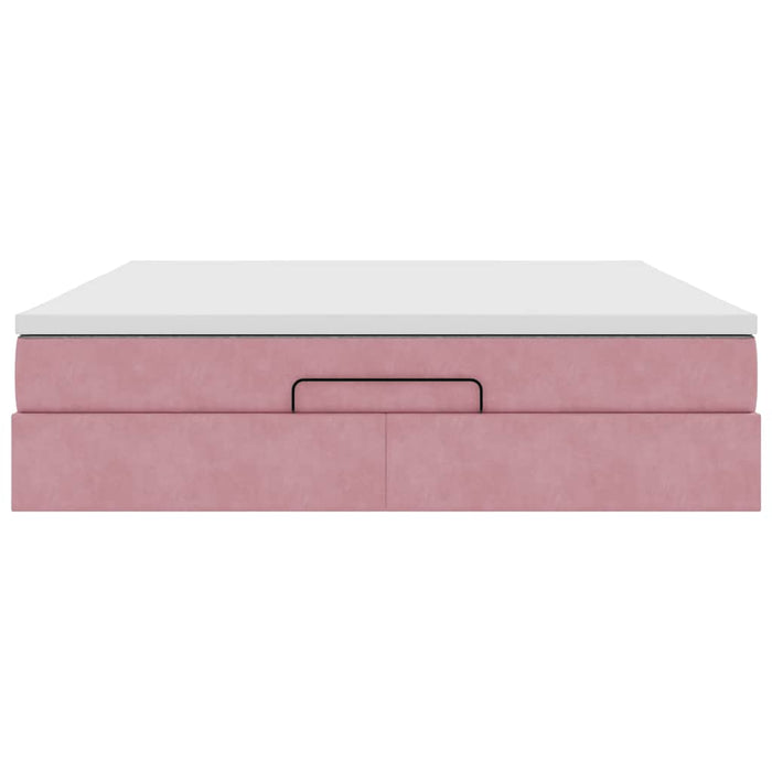 vidaXL Struttura Letto Pouf con Materasso Rosa 160x200 cm in Velluto