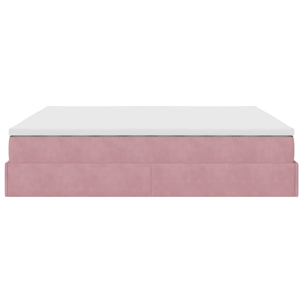 vidaXL Struttura Letto Pouf con Materasso Rosa 160x200 cm in Velluto
