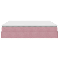 vidaXL Struttura Letto Pouf con Materasso Rosa 160x200 cm in Velluto