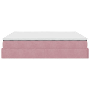 vidaXL Struttura Letto Pouf con Materasso Rosa 160x200 cm in Velluto