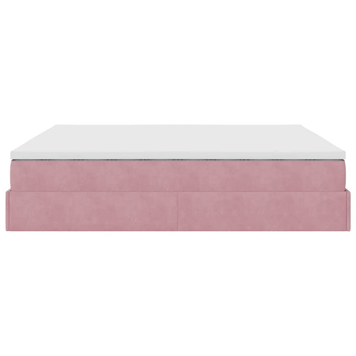 vidaXL Struttura Letto Pouf con Materasso Rosa 160x200 cm in Velluto