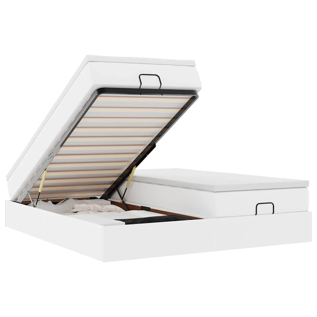 Struttura Letto Pouf con Materassi Bianco 160x200 cm Similpelle 3311220