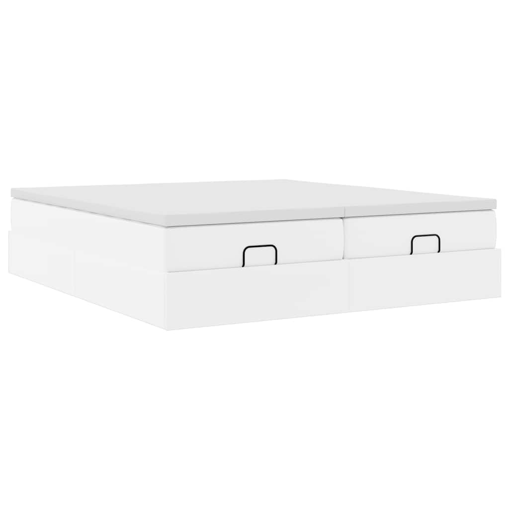 vidaXL Struttura Letto Pouf con Materassi Bianco 160x200 cm Similpelle