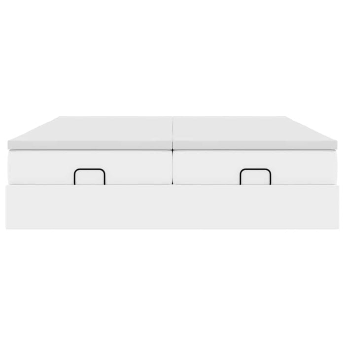 vidaXL Struttura Letto Pouf con Materassi Bianco 160x200 cm Similpelle