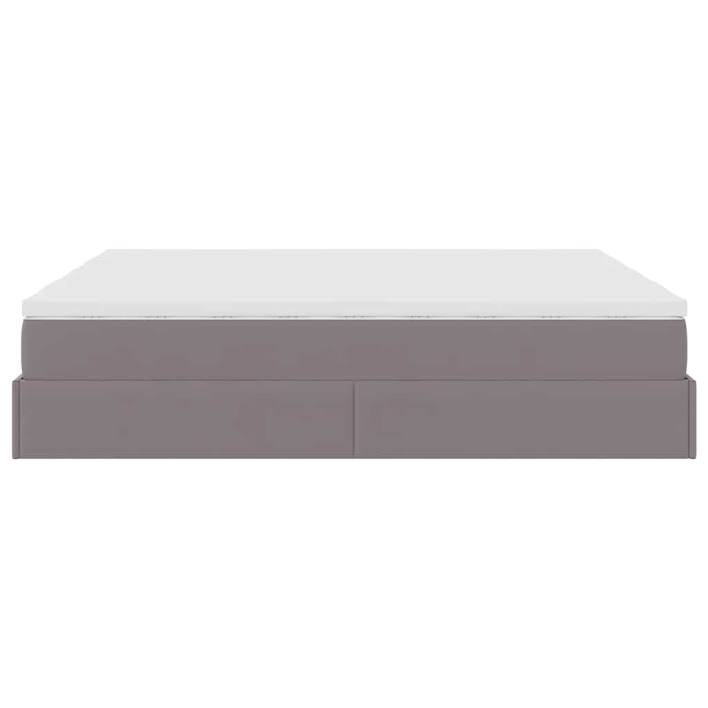 Struttura Letto Pouf con Materassi Grigio 160x200 cm Similpelle 3311222