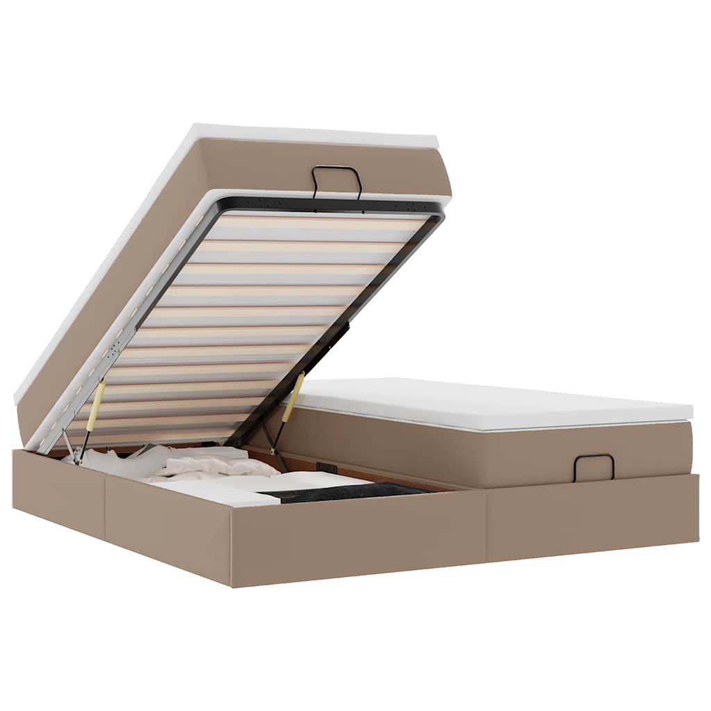 vidaXL Struttura Letto Pouf con Materassi 160x200 cm Similpelle