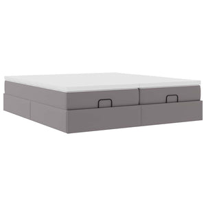 Struttura Letto Pouf con Materassi Grigio 180x200 cm Similpelle 3311227