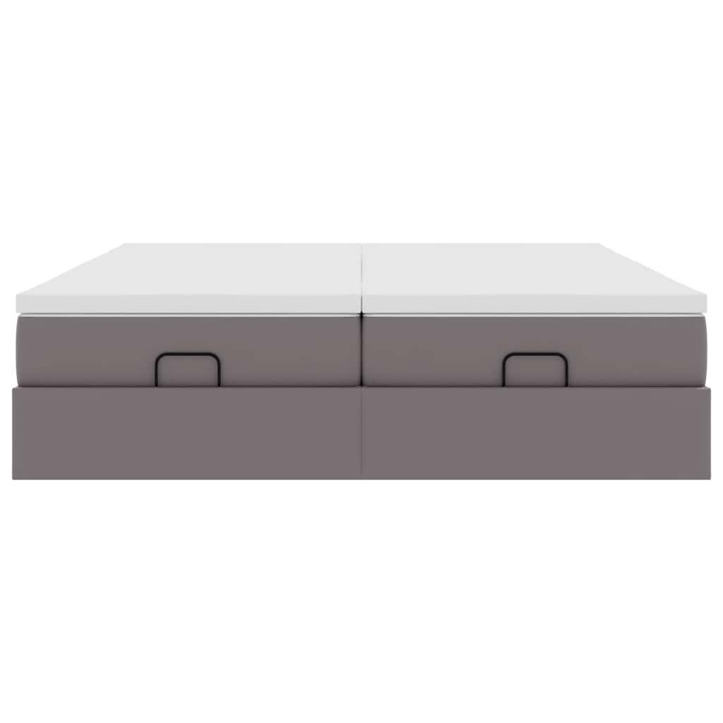 Struttura Letto Pouf con Materassi Grigio 180x200 cm Similpelle 3311227
