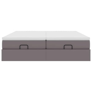 Struttura Letto Pouf con Materassi Grigio 180x200 cm Similpelle 3311227