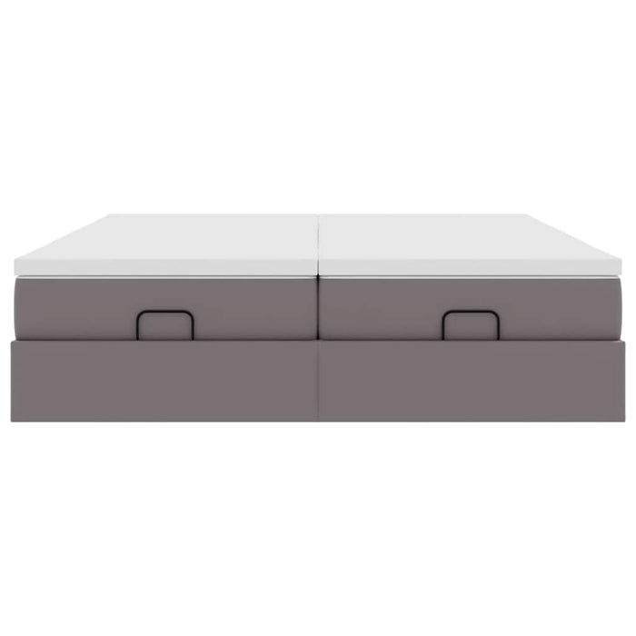 Struttura Letto Pouf con Materassi Grigio 180x200 cm Similpelle 3311227
