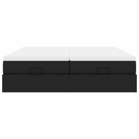 vidaXL Struttura Letto Pouf con Materassi Nero 200x200 cm Similpelle