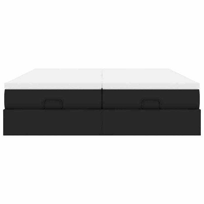 vidaXL Struttura Letto Pouf con Materassi Nero 200x200 cm Similpelle