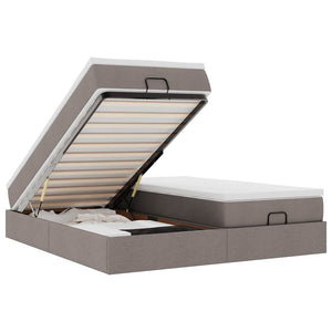 Struttura Letto Pouf con Materassi Tortora 160x200cm in Tessuto 3311238