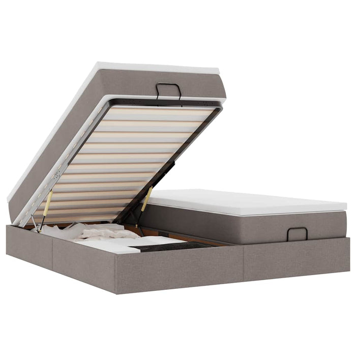 Struttura Letto Pouf con Materassi Tortora 160x200cm in Tessuto 3311238