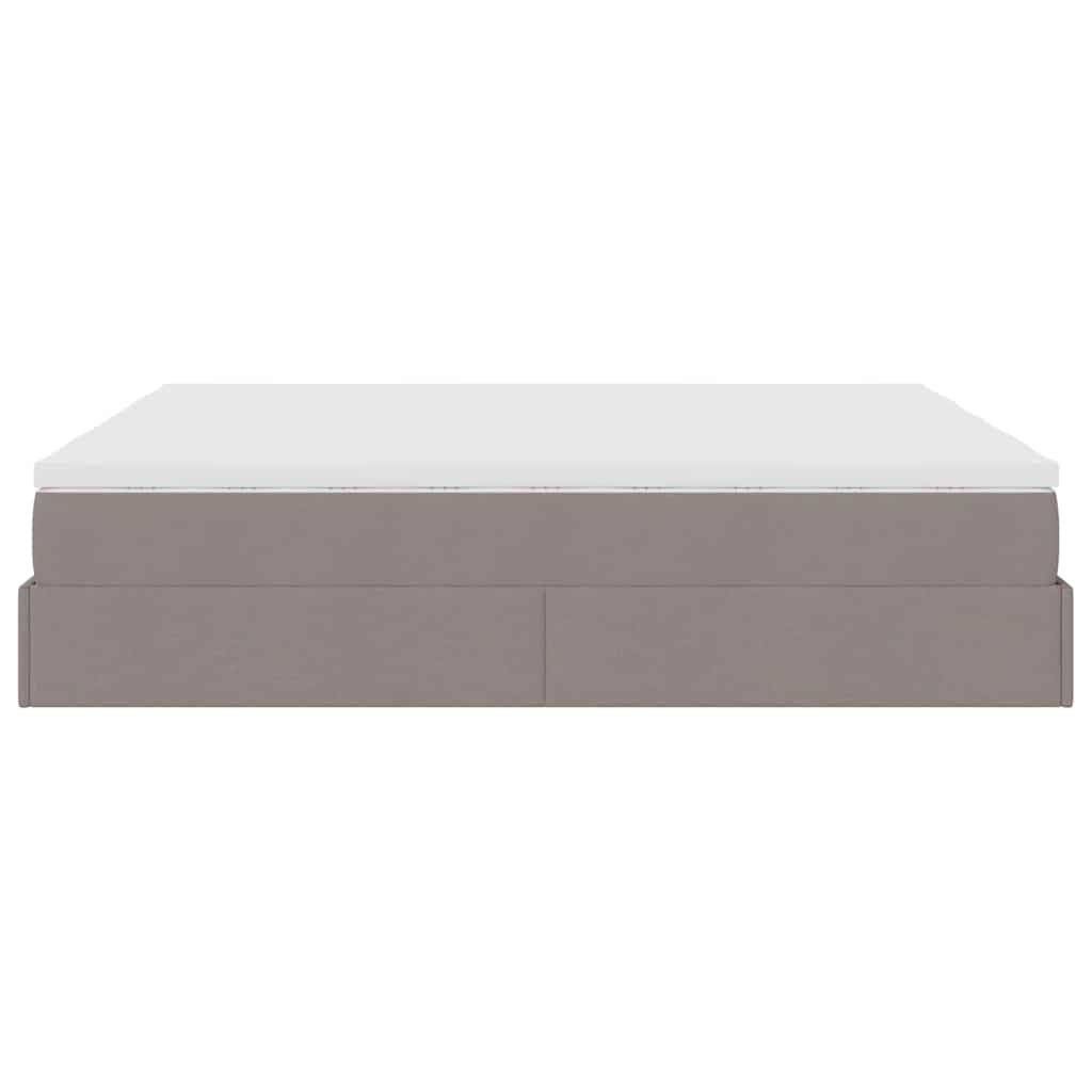 Struttura Letto Pouf con Materassi Tortora 160x200cm in Tessuto 3311238