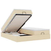 vidaXL Struttura Letto Pouf con Materassi Crema 160x200 cm in Tessuto