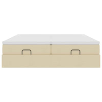 vidaXL Struttura Letto Pouf con Materassi Crema 160x200 cm in Tessuto