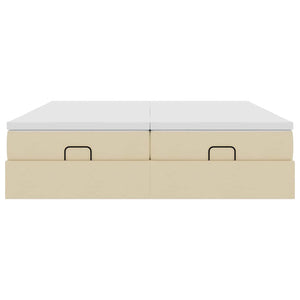 vidaXL Struttura Letto Pouf con Materassi Crema 160x200 cm in Tessuto