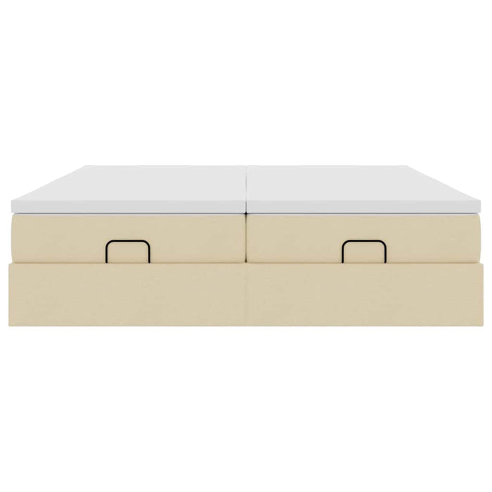 vidaXL Struttura Letto Pouf con Materassi Crema 160x200 cm in Tessuto