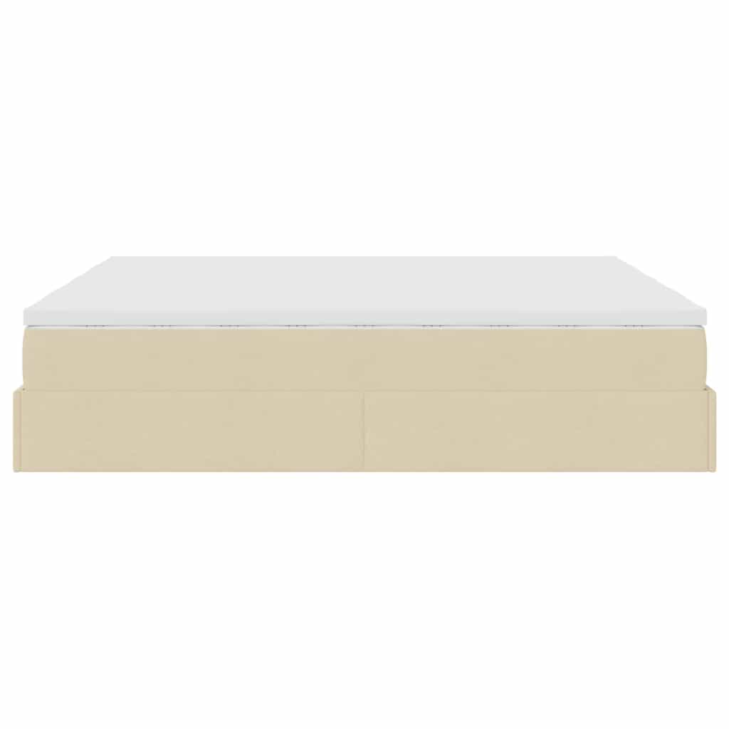 vidaXL Struttura Letto Pouf con Materassi Crema 160x200 cm in Tessuto