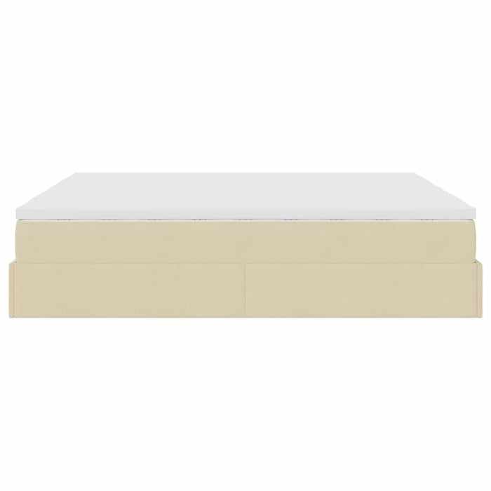 vidaXL Struttura Letto Pouf con Materassi Crema 160x200 cm in Tessuto
