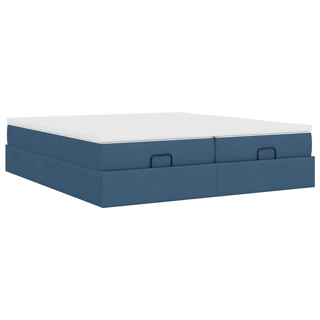 Struttura Letto Pouf con Materassi Blu 160x200 cm in Tessuto 3311240