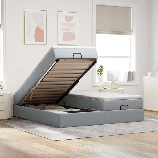 vidaXL Struttura Letto Pouf con Materassi 180x200 cm in Tessuto