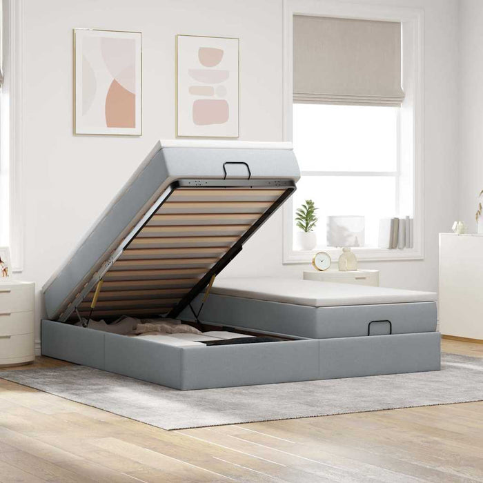 vidaXL Struttura Letto Pouf con Materassi 180x200 cm in Tessuto