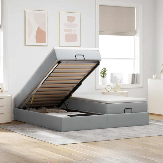 vidaXL Struttura Letto Pouf con Materassi 200x200 cm in Tessuto