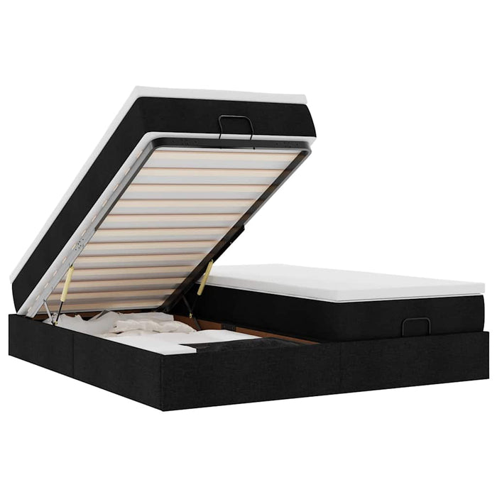 Struttura Letto Pouf con Materassi Nero 200x200 cm in Tessuto 3311250