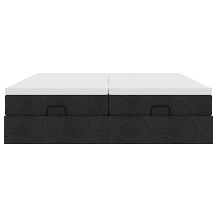 Struttura Letto Pouf con Materassi Nero 200x200 cm in Tessuto 3311250