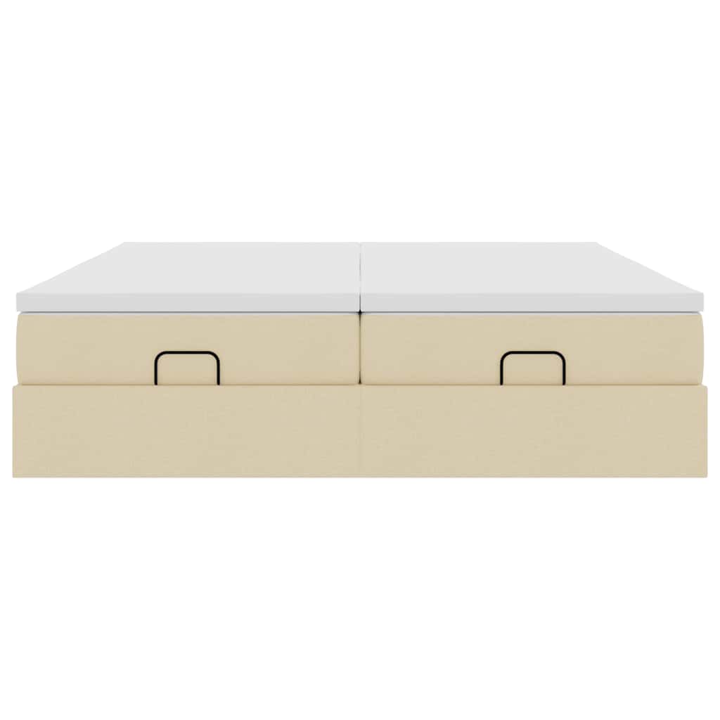 Struttura Letto Pouf con Materassi Crema 200x200 cm in Tessuto 3311253