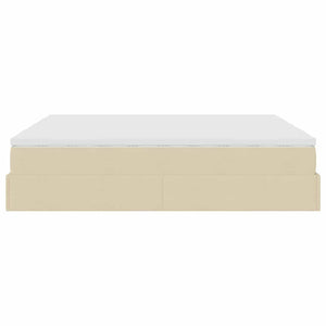 Struttura Letto Pouf con Materassi Crema 200x200 cm in Tessuto 3311253