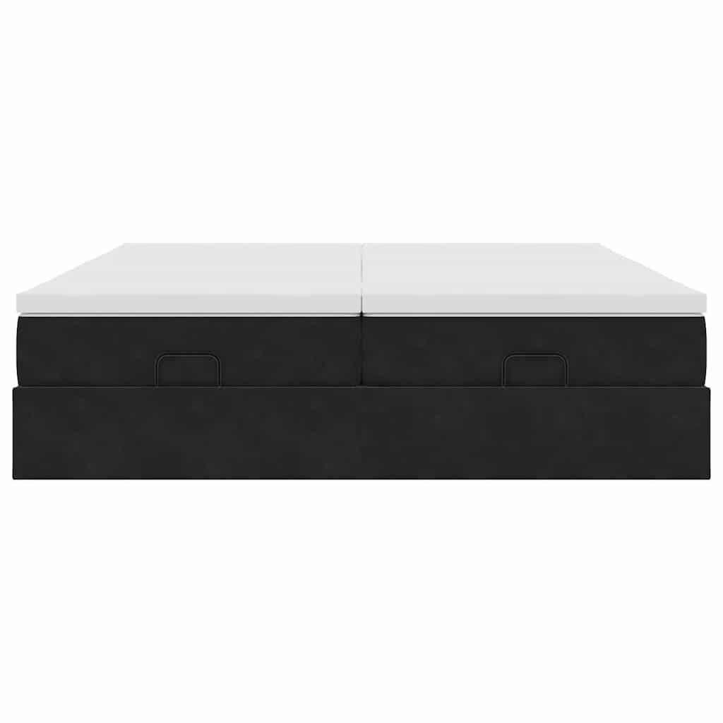 vidaXL Struttura Letto Pouf con Materassi Nero 180x200 cm in Velluto