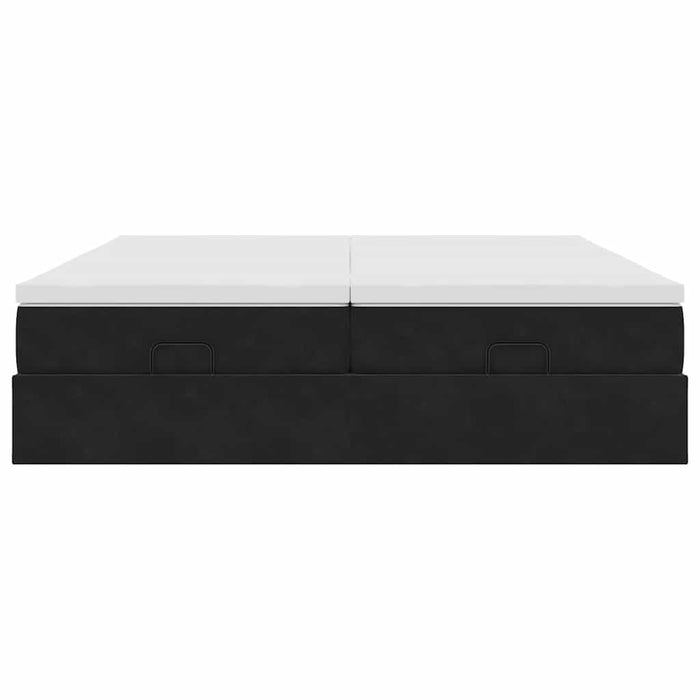 vidaXL Struttura Letto Pouf con Materassi Nero 180x200 cm in Velluto