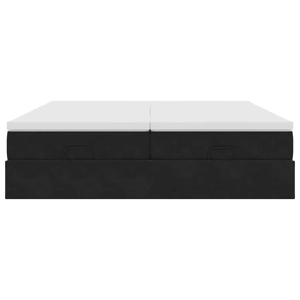 vidaXL Struttura Letto Pouf con Materassi Nero 200x200 cm Velluto