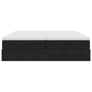 vidaXL Struttura Letto Pouf con Materassi Nero 200x200 cm Velluto
