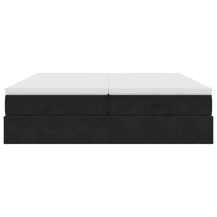 vidaXL Struttura Letto Pouf con Materassi Nero 200x200 cm Velluto