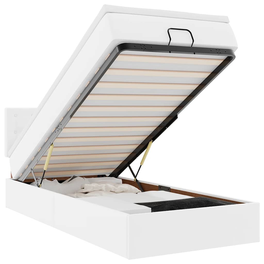 vidaXL Letto Pouf con Materasso Bianco 80x200 cm Similpelle